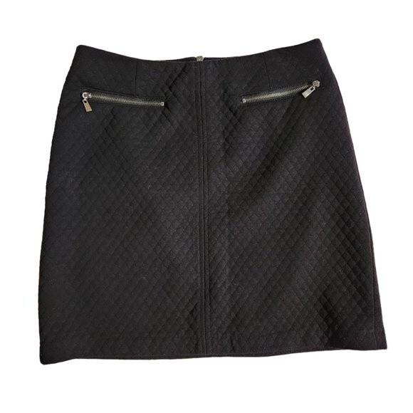 Laundry by Shelli Segal Black Textured Quilted Mini Skirt Zipper Pockets Sz 2 - Picture 1 of 10